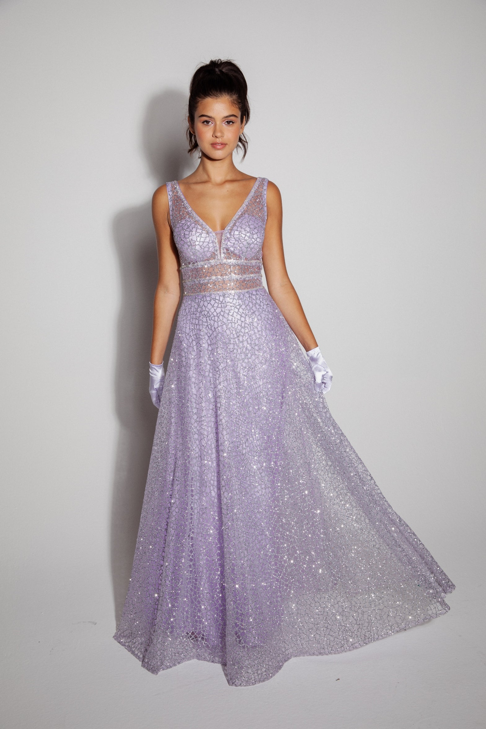 Prom Dresses Long Beaded Glitter Formal Prom Dress Eureka Fashion 9005 Lilac/Silver