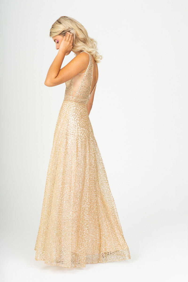 Prom Dresses Long Beaded Glitter Formal Prom Dress Eureka Fashion 9005 Champagne
