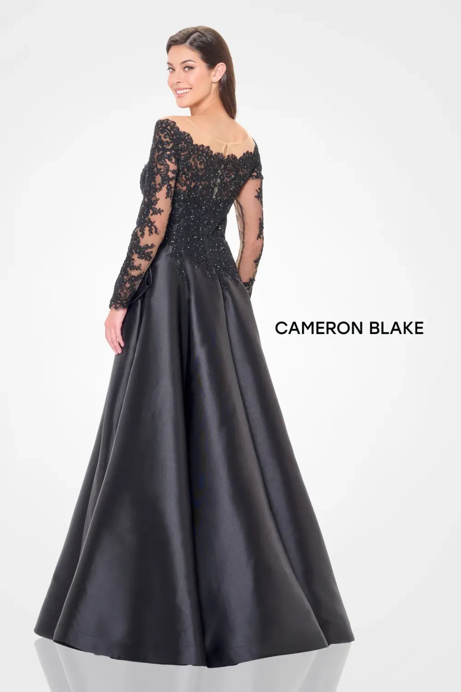 Cameron Blake CB3249 Ball Gown Long Slit Formal Evening Dress