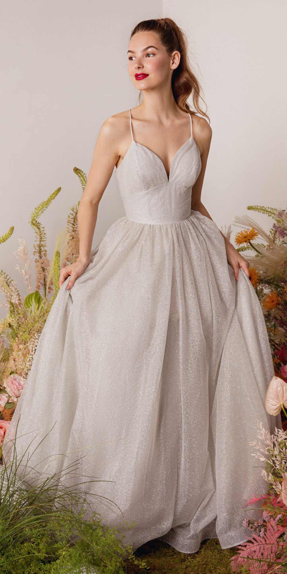 Prom Dresses Long Prom Formal A Line Glitter Dress Eureka Fashion 9009 Silver