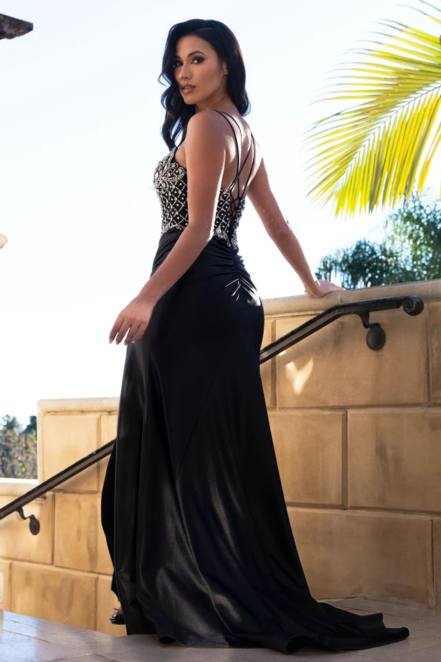 Sweetheart Floor-Length Satin Evening Sheath Lenovia 8479