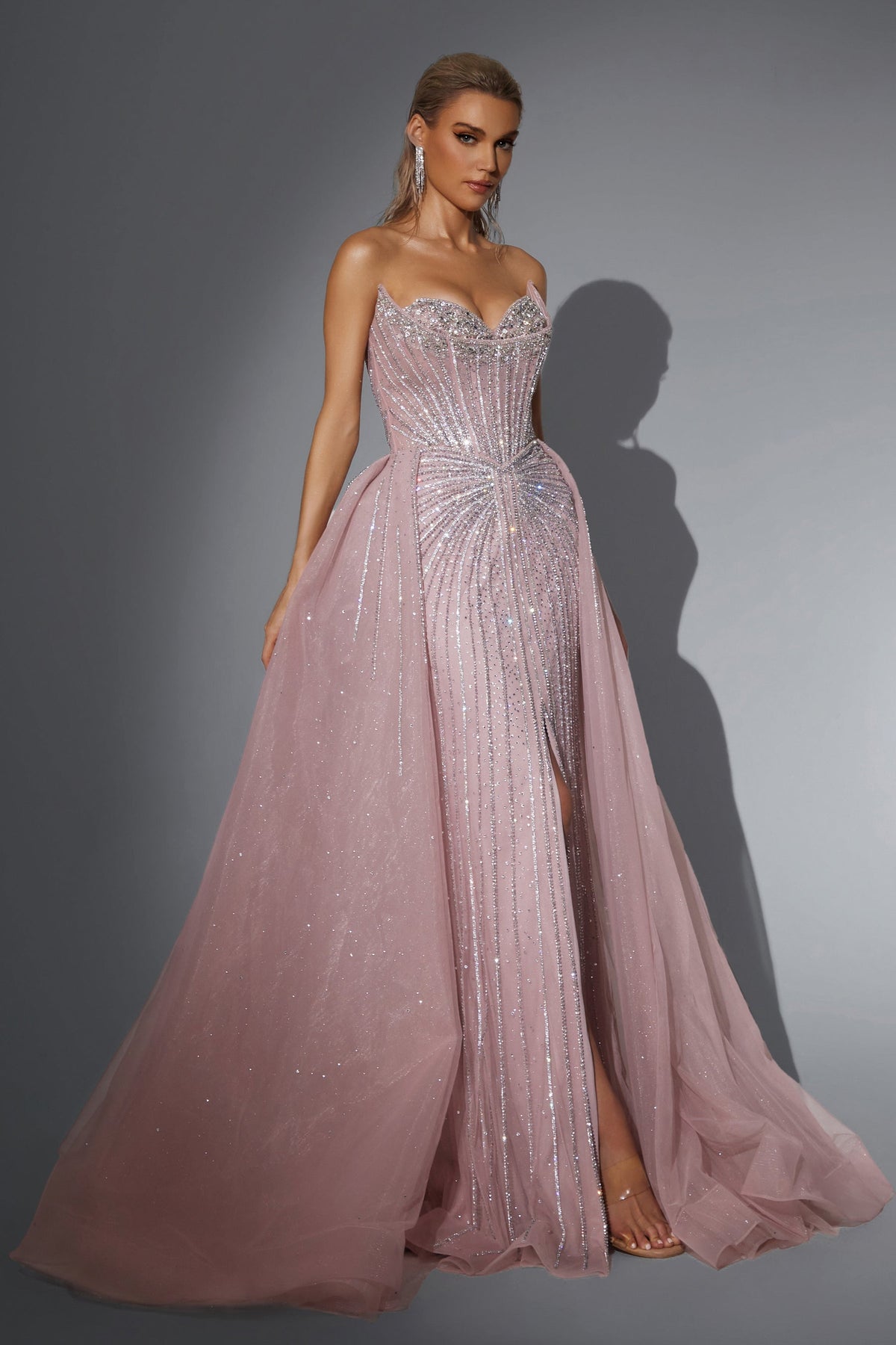 Strapless Curved Neck Floor-Length Tulle Prom Sheath Column Pre Order