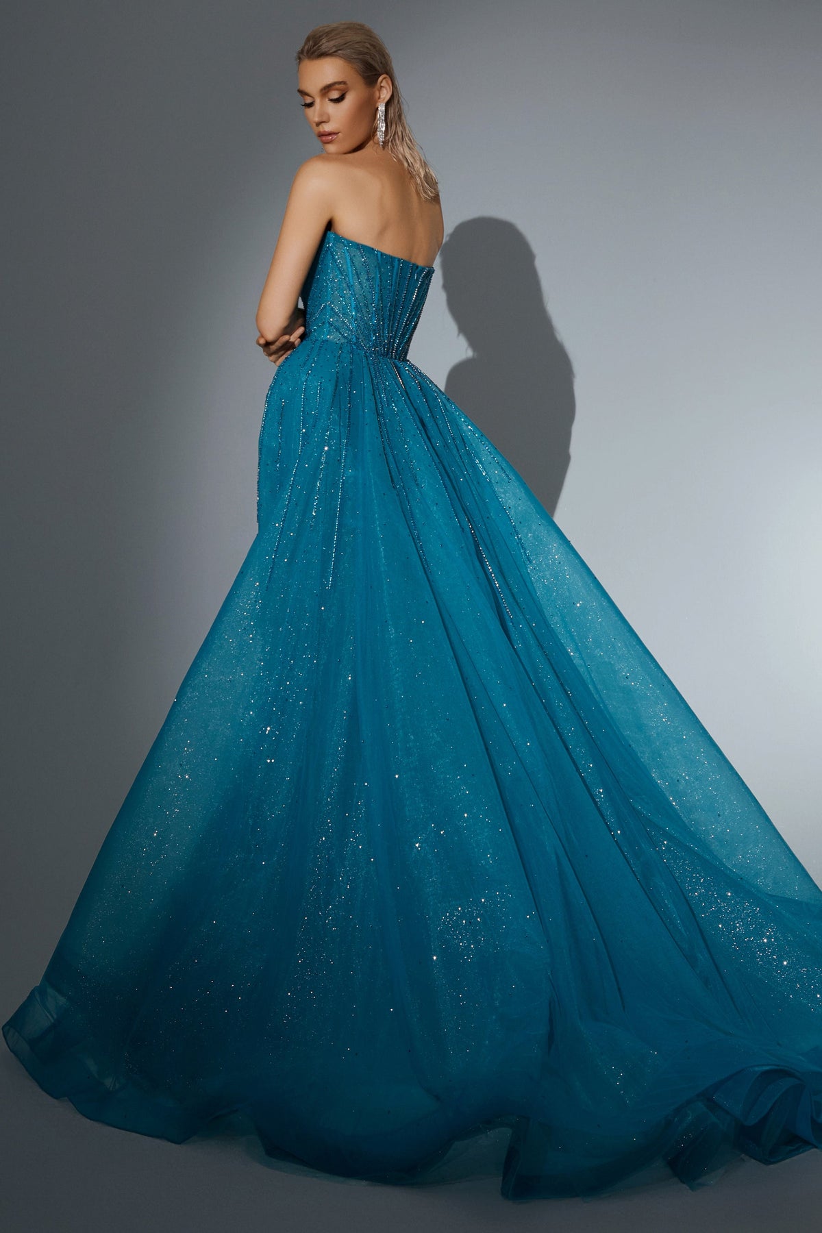 Strapless Curved Neck Floor-Length Tulle Prom Sheath Column Pre Order