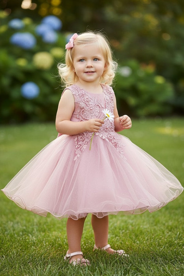 Jewel Knee-Length Tulle Flower Girl Ball Gown Cinderella Couture 9089B