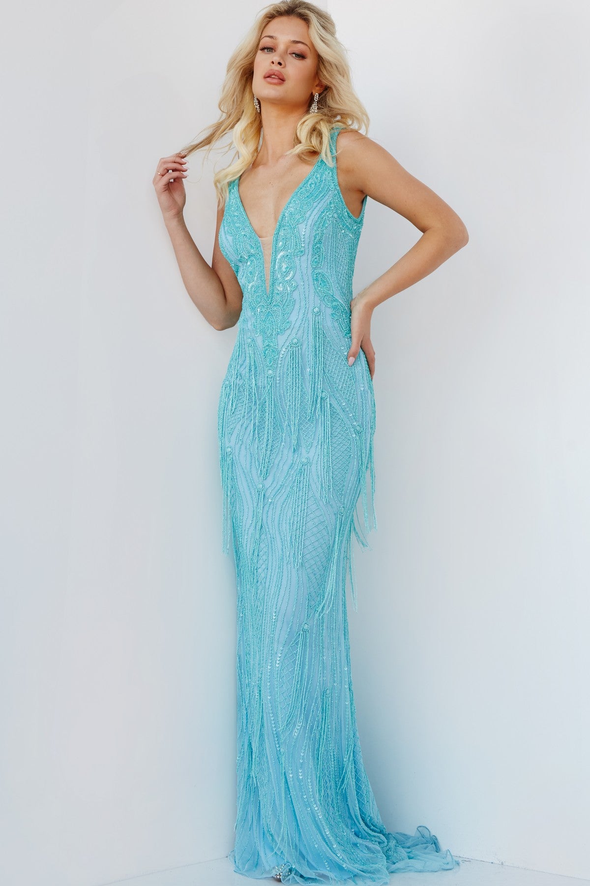 Jovani 22712 Long Prom Formal Fringe Evening Dress