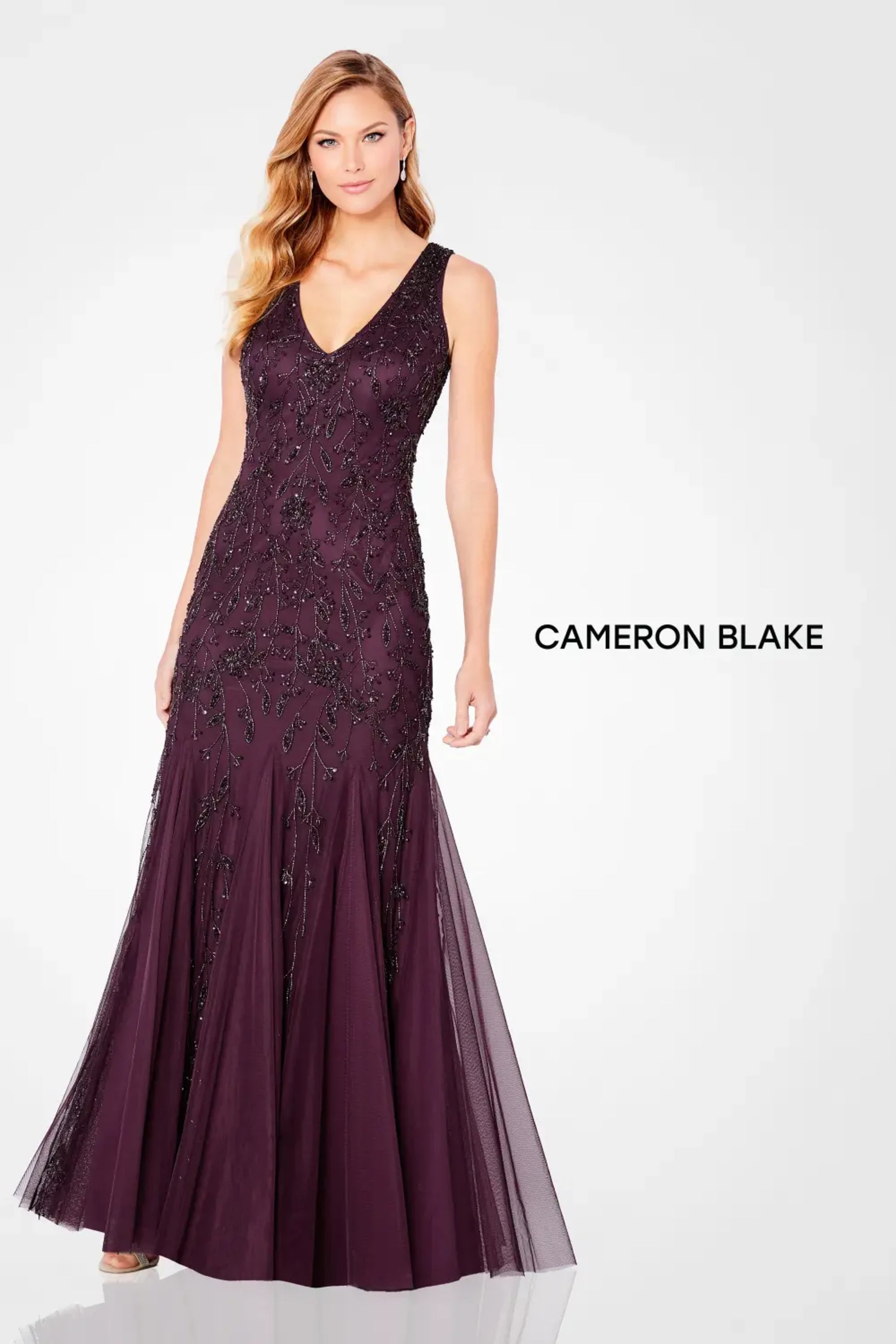 Cameron Blake 221684 Beaded Long  Formal Evening A Line Dress