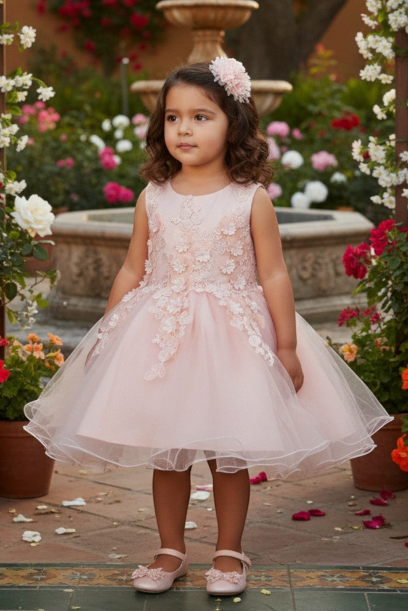 Jewel Knee-Length Tulle Flower Girl Ball Gown Cinderella Couture 9109