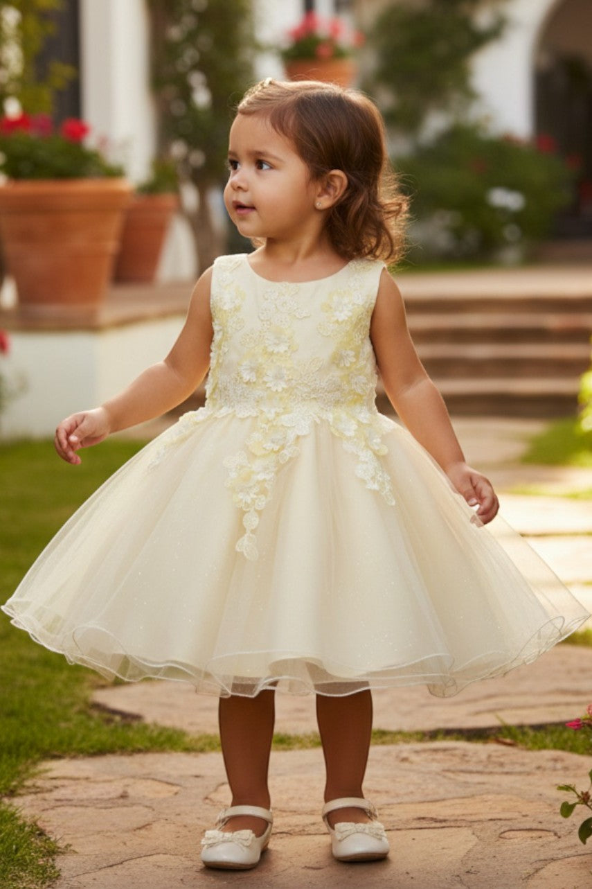 Jewel Knee-Length Tulle Flower Girl Ball Gown Cinderella Couture 9109