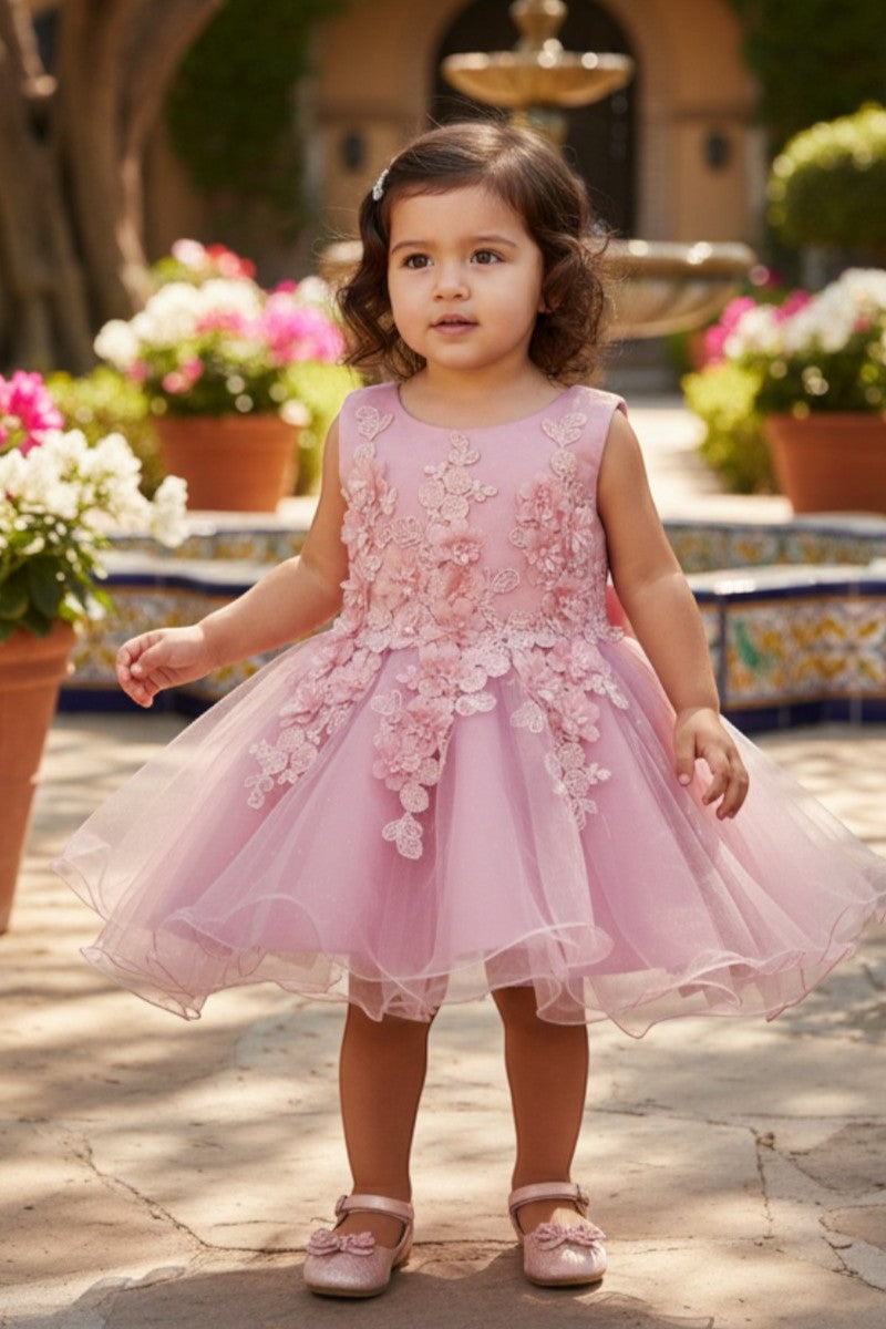 Jewel Knee-Length Tulle Flower Girl Ball Gown Cinderella Couture 9109