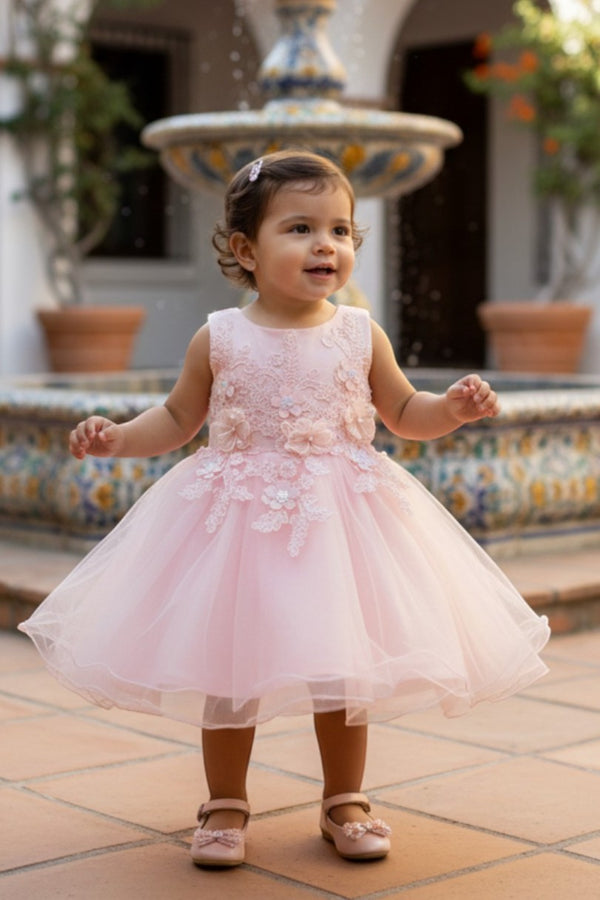 Jewel Knee-Length Tulle Flower Girl Ball Gown Cinderella Couture 9110
