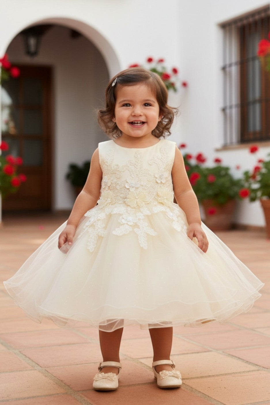 Jewel Knee-Length Tulle Flower Girl Ball Gown Cinderella Couture 9110