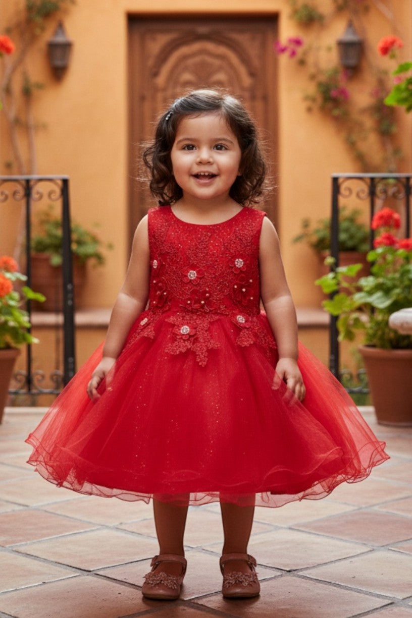 Jewel Knee-Length Tulle Flower Girl Ball Gown Cinderella Couture 9110