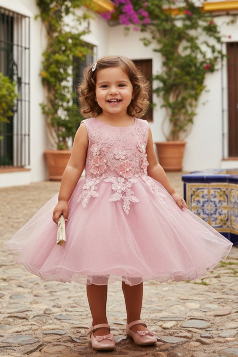 Jewel Knee-Length Tulle Flower Girl Ball Gown Cinderella Couture 9110