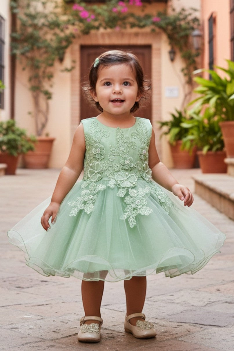 Jewel Knee-Length Tulle Flower Girl Ball Gown Cinderella Couture 9110