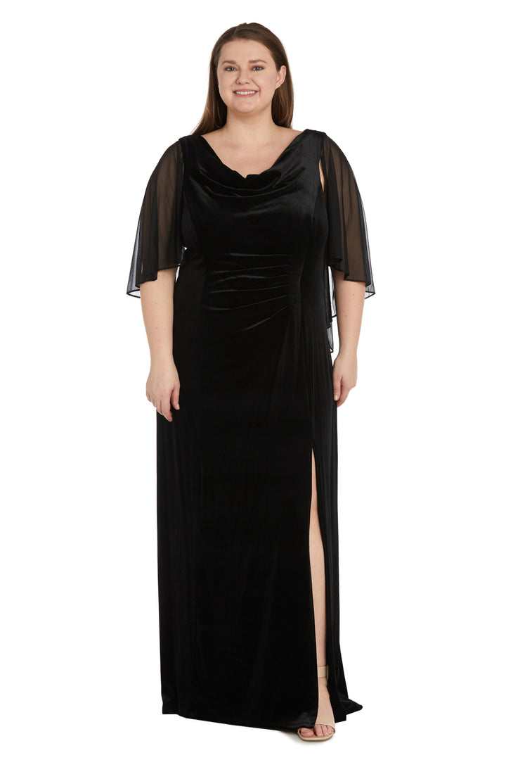 R&M Richards 9111W Plus Size Long Formal Velvet Gown