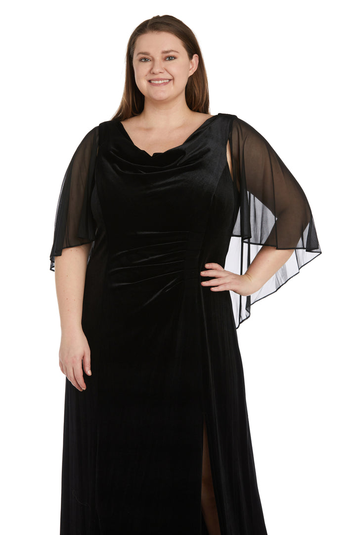 R&M Richards 9111W Plus Size Long Formal Velvet Gown