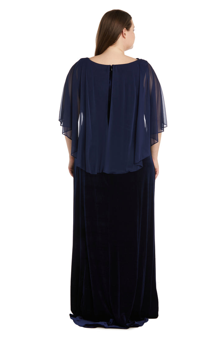 R&M Richards 9111W Plus Size Long Formal Velvet Gown