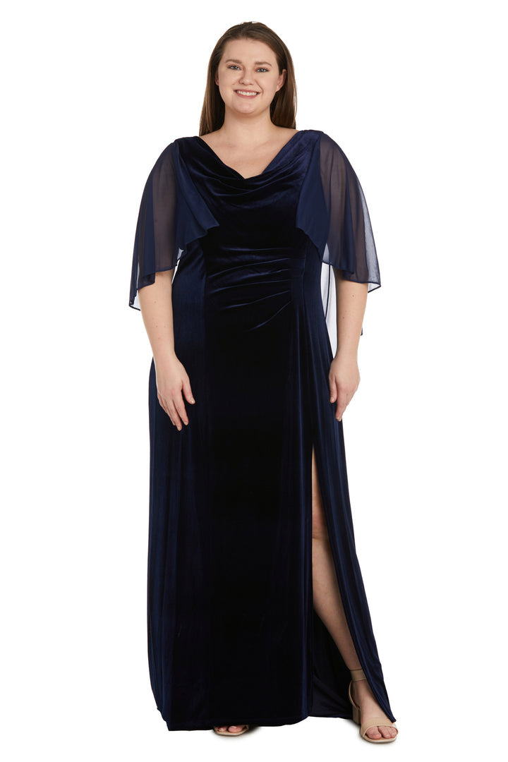 R&M Richards 9111W Plus Size Long Formal Velvet Gown