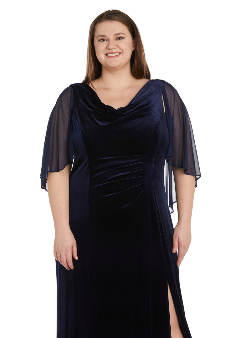 R&M Richards 9111W Plus Size Long Formal Velvet Gown