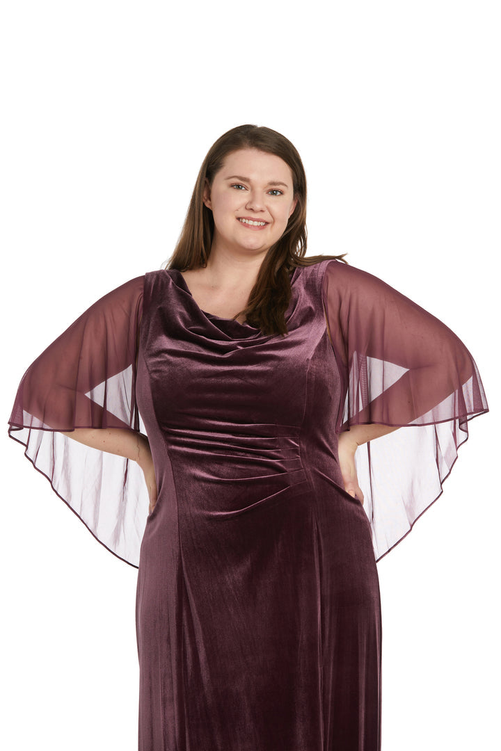 R&M Richards 9111W Plus Size Long Formal Velvet Gown