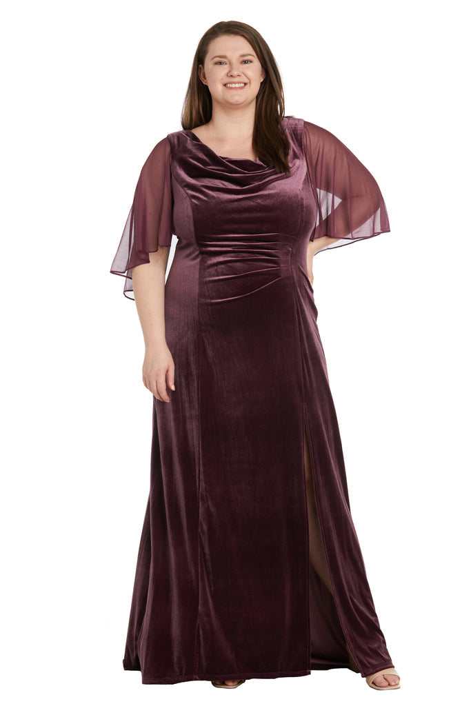 R&M Richards 9111W Plus Size Long Formal Velvet Gown