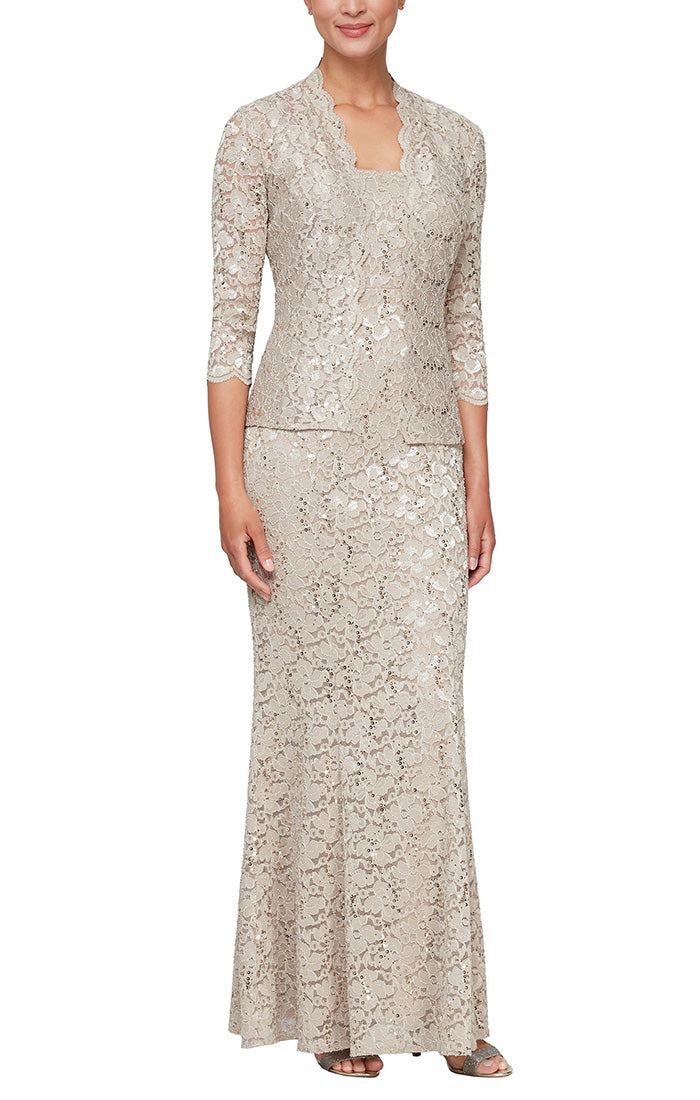 SL Fashions 9213110 Lace Mother of the Bride Long Petite Dress