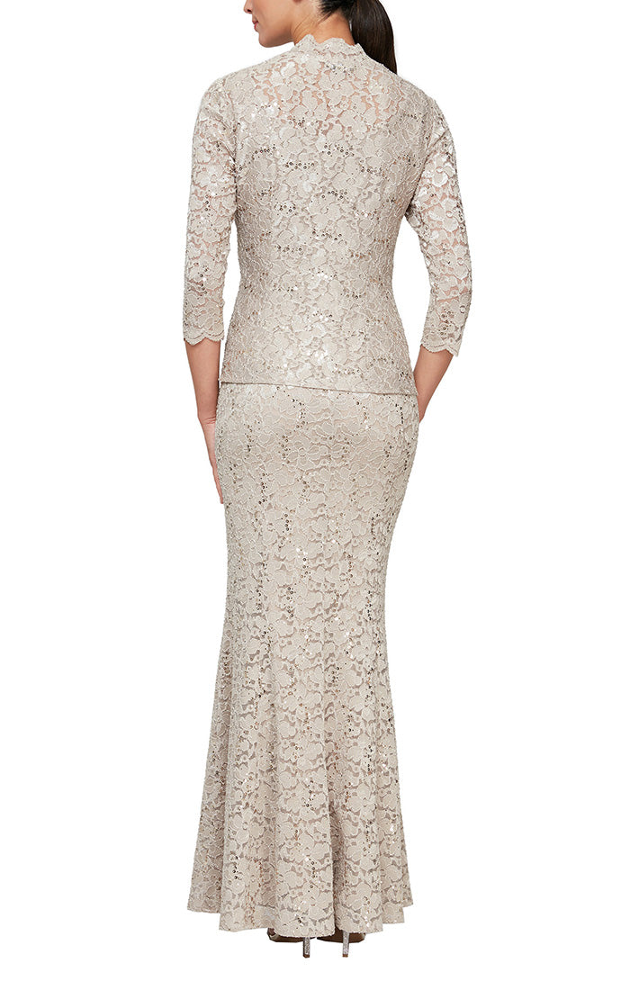 SL Fashions 9213110 Lace Mother of the Bride Long Petite Dress