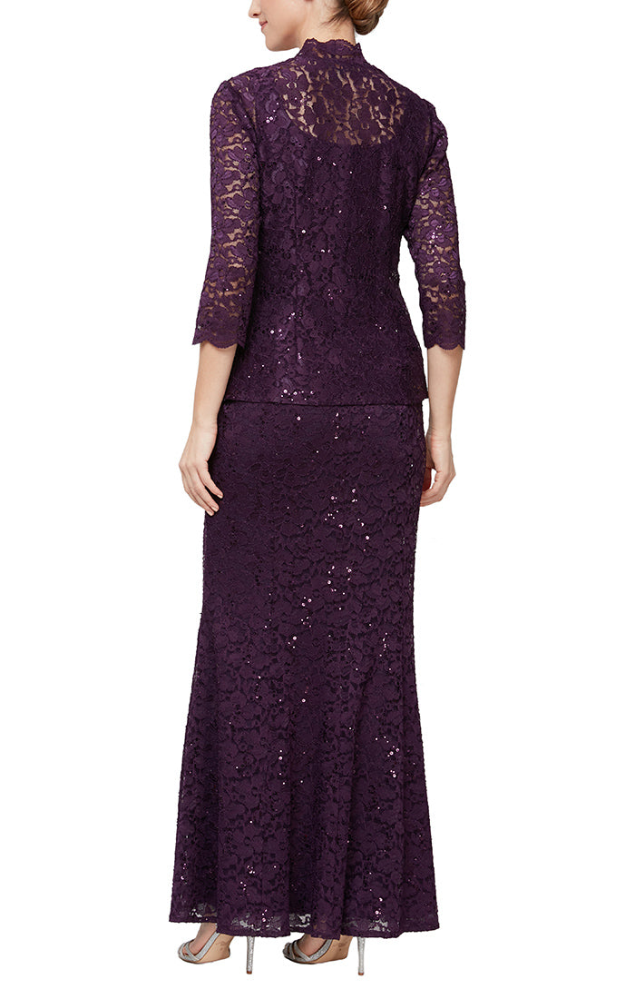 SL Fashions 9213110 Lace Mother of the Bride Long Petite Dress