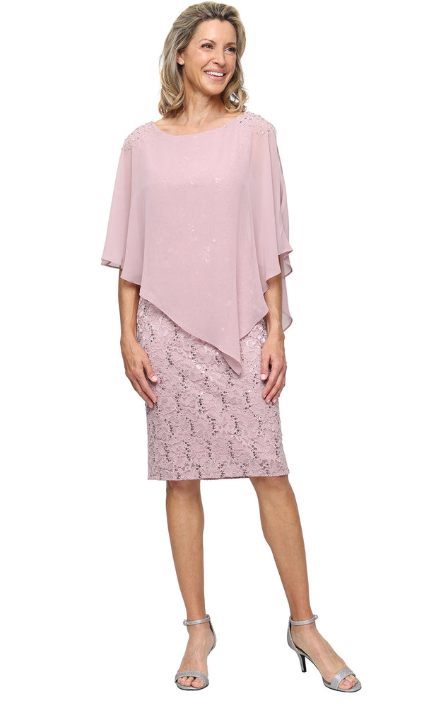 Beaded Accent Bateau Lace Dress SL Fashions 9213150