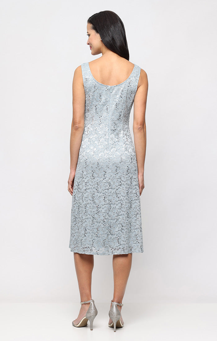 Scoop Tea-Length Lace Formal Two-Piece Dress by SL Fashions 9113152