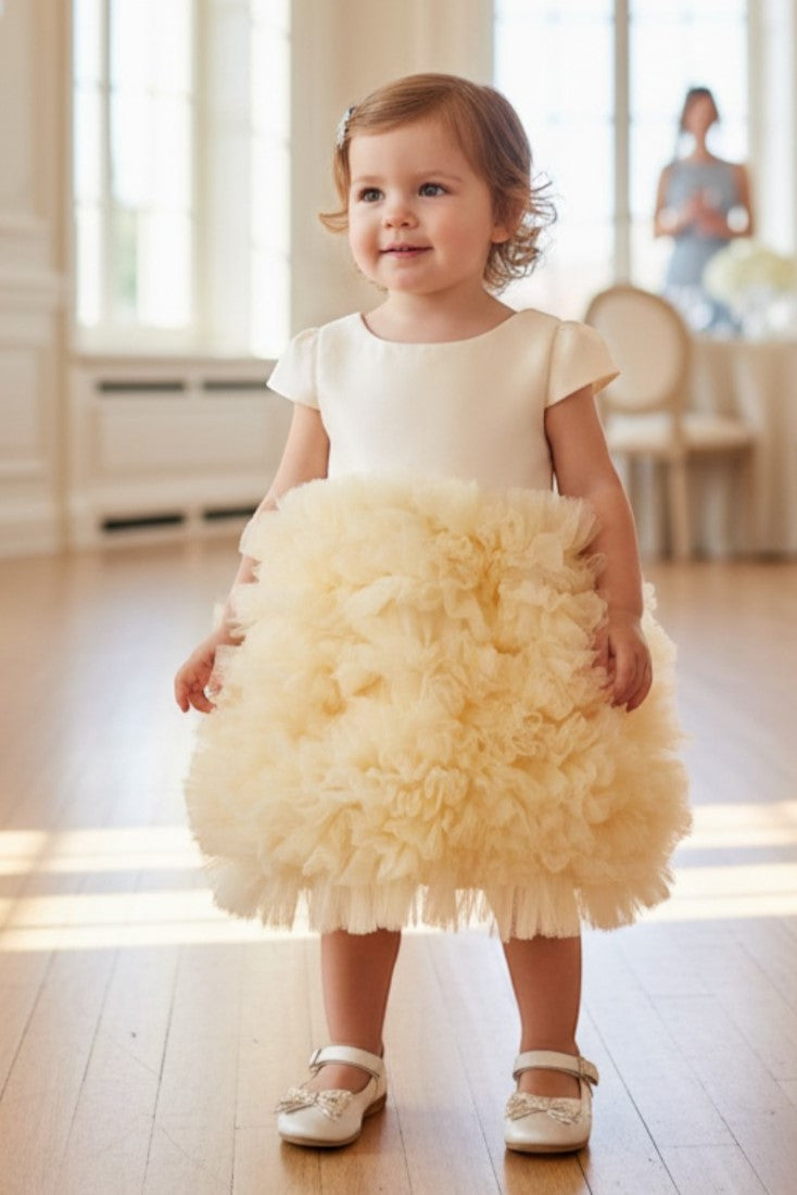Jewel Knee-Length Tulle Flower Girl Ball Gown Cinderella Couture 9116B