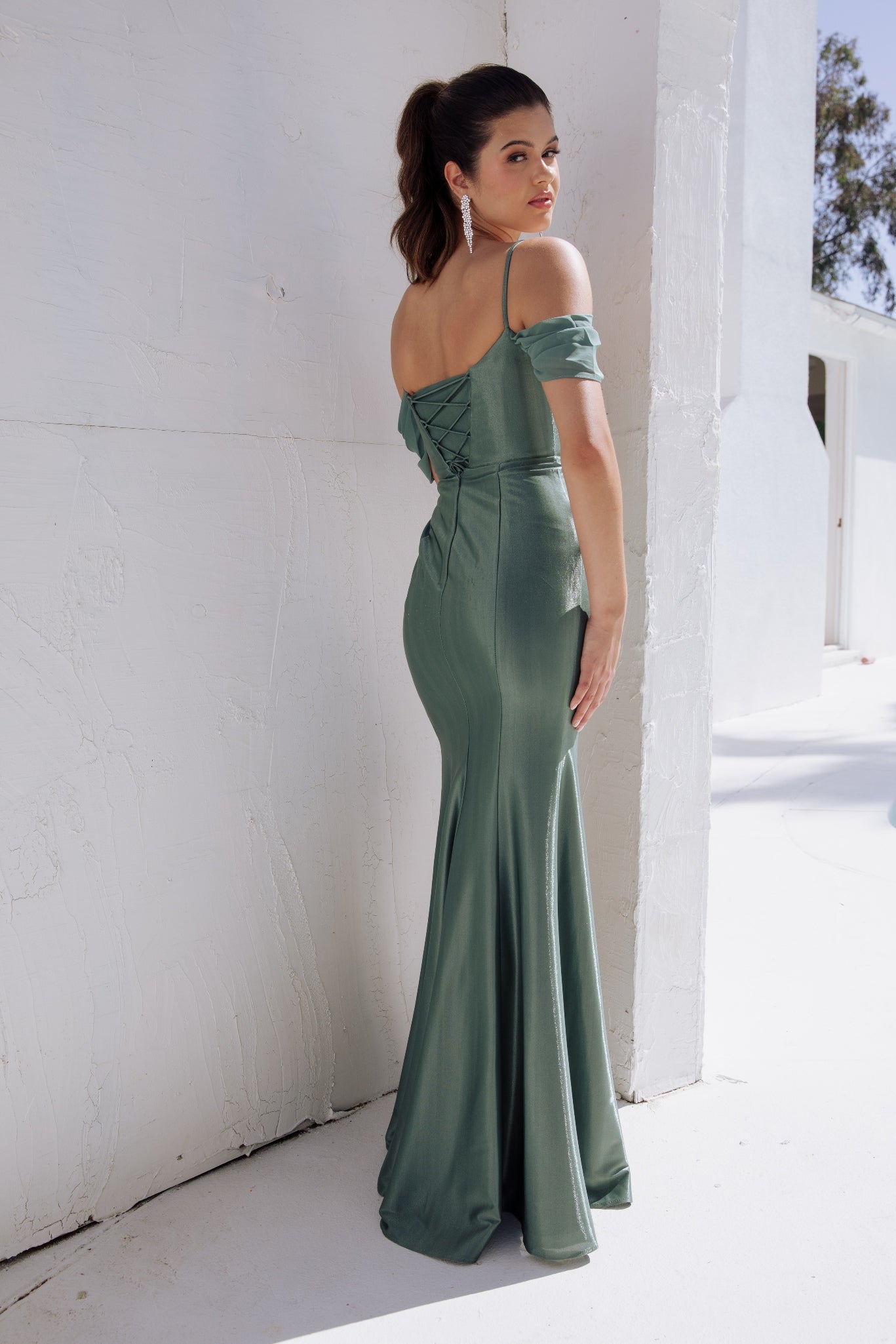 Prom Dresses Long Fitted Formal Prom Slit Dress Eureka Fashion 9116 Eucalyptus
