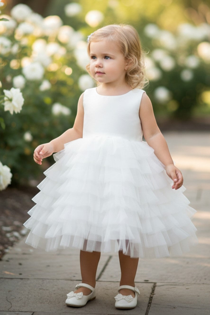 Jewel Tea-Length Tulle Flower Girl Ball Gown Cinderella Couture 9118