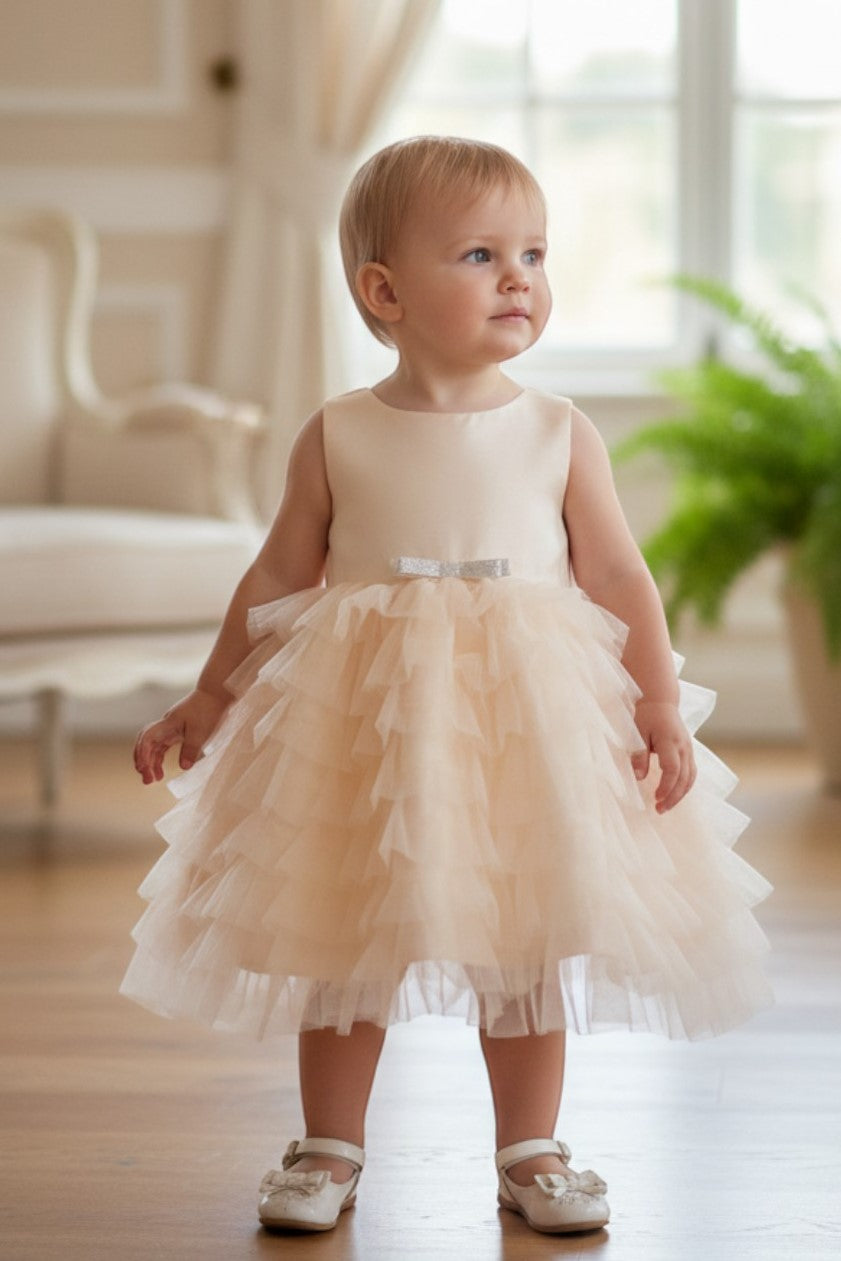 Jewel Tea-Length Tulle Flower Girl Ball Gown Cinderella Couture 9118