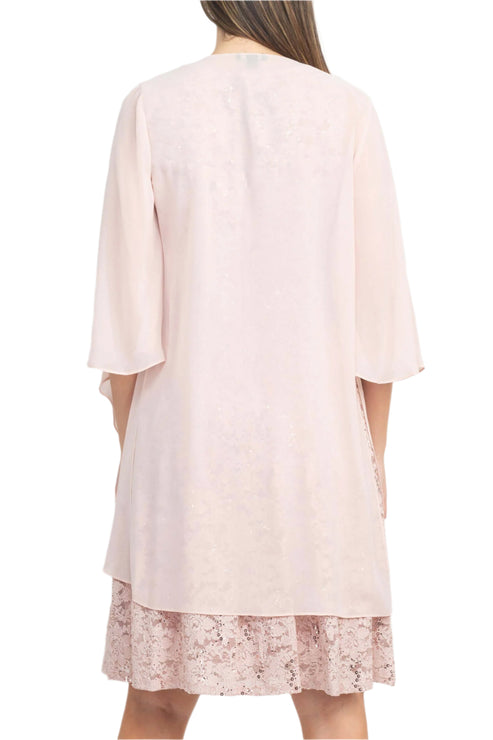 SL Fashions 9119437 Lace Short Cocktail Jacket Knee Length Dress