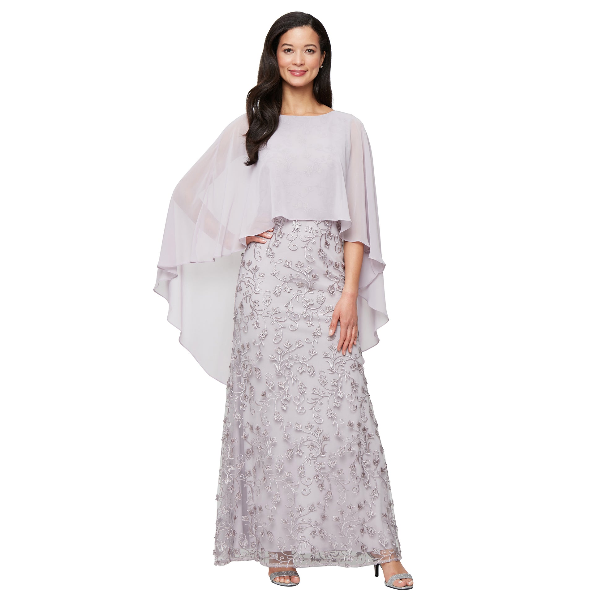SL Fashions 9120321 Mother of the Bride Long Formal Cape Dress