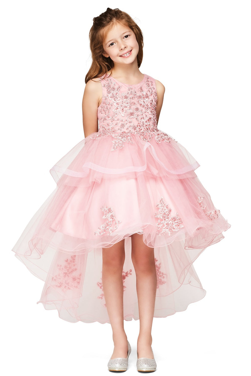 Cinderella Couture 9120 Lace Applique High Low Flower Girl Dress