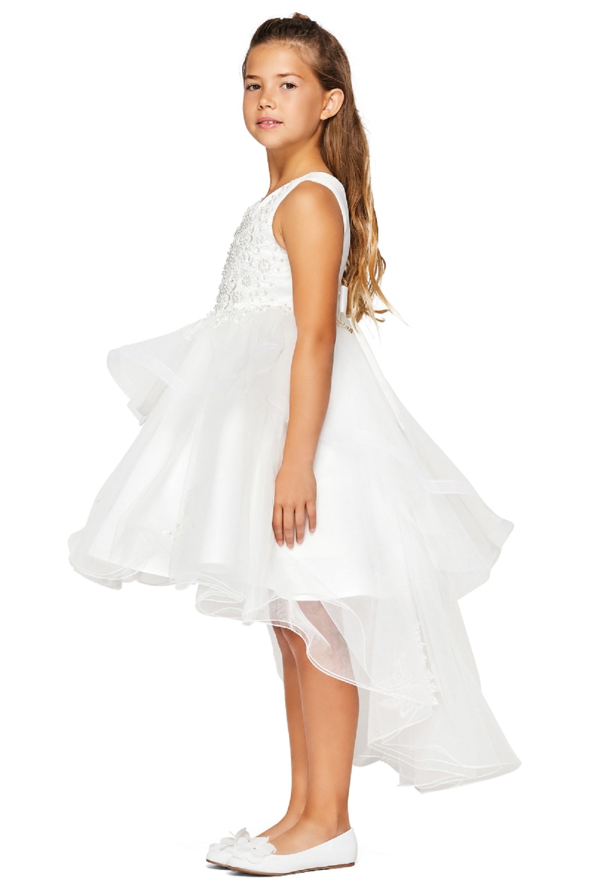 Cinderella Couture 9120 Lace Applique High Low Flower Girl Dress