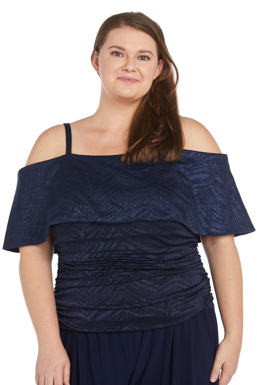 R & M Richards Women's Asymmetrical Neckline Evening Wide Leg Jumpsuit Blue Size 18W