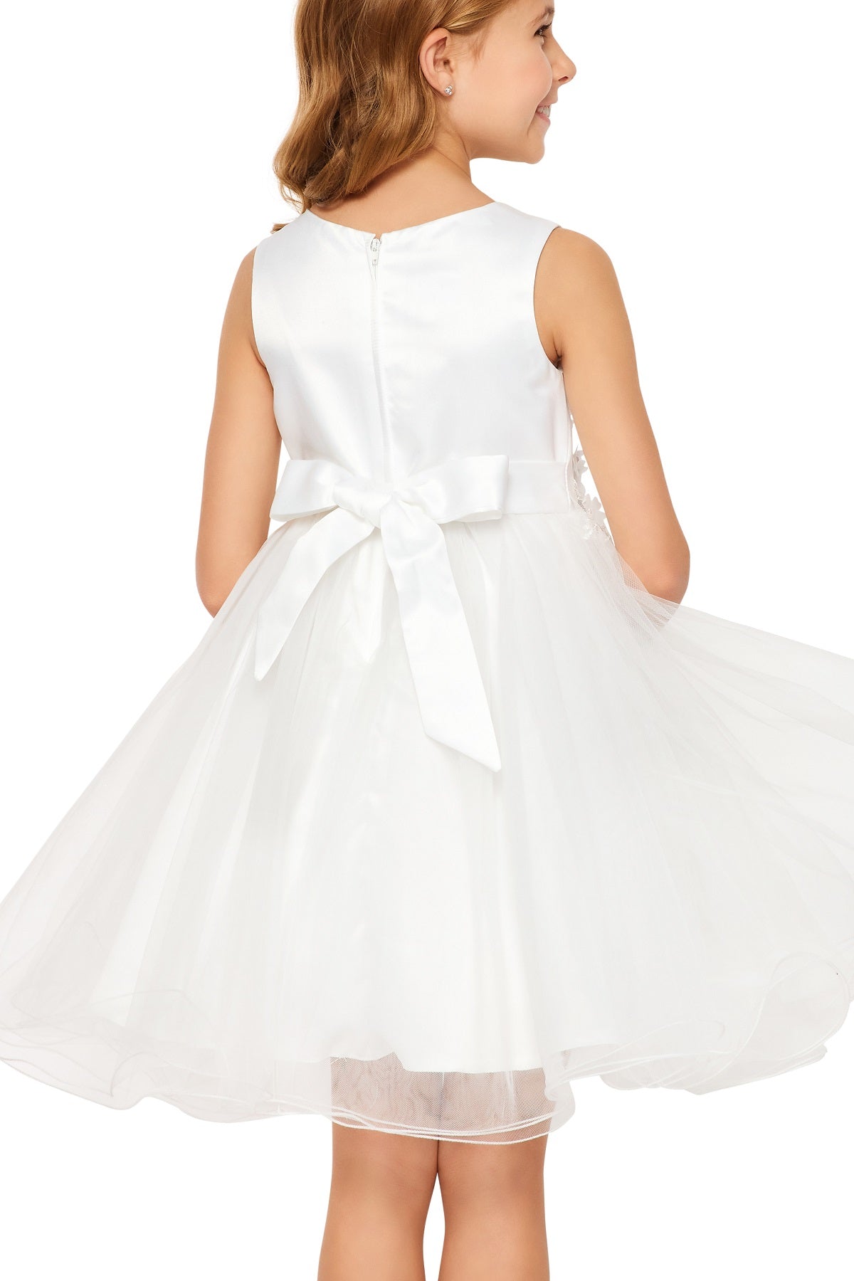 Cinderella Couture 9122 Short 3D Floral A Line Flower Girl Dress