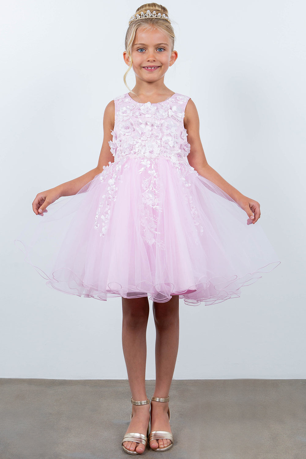 Cinderella Couture 9122 Short 3D Floral A Line Flower Girl Dress