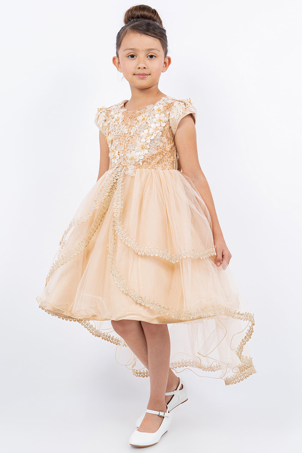 Cinderella Couture 9123 High Low 3D Floral Applique Flower Girl Dress