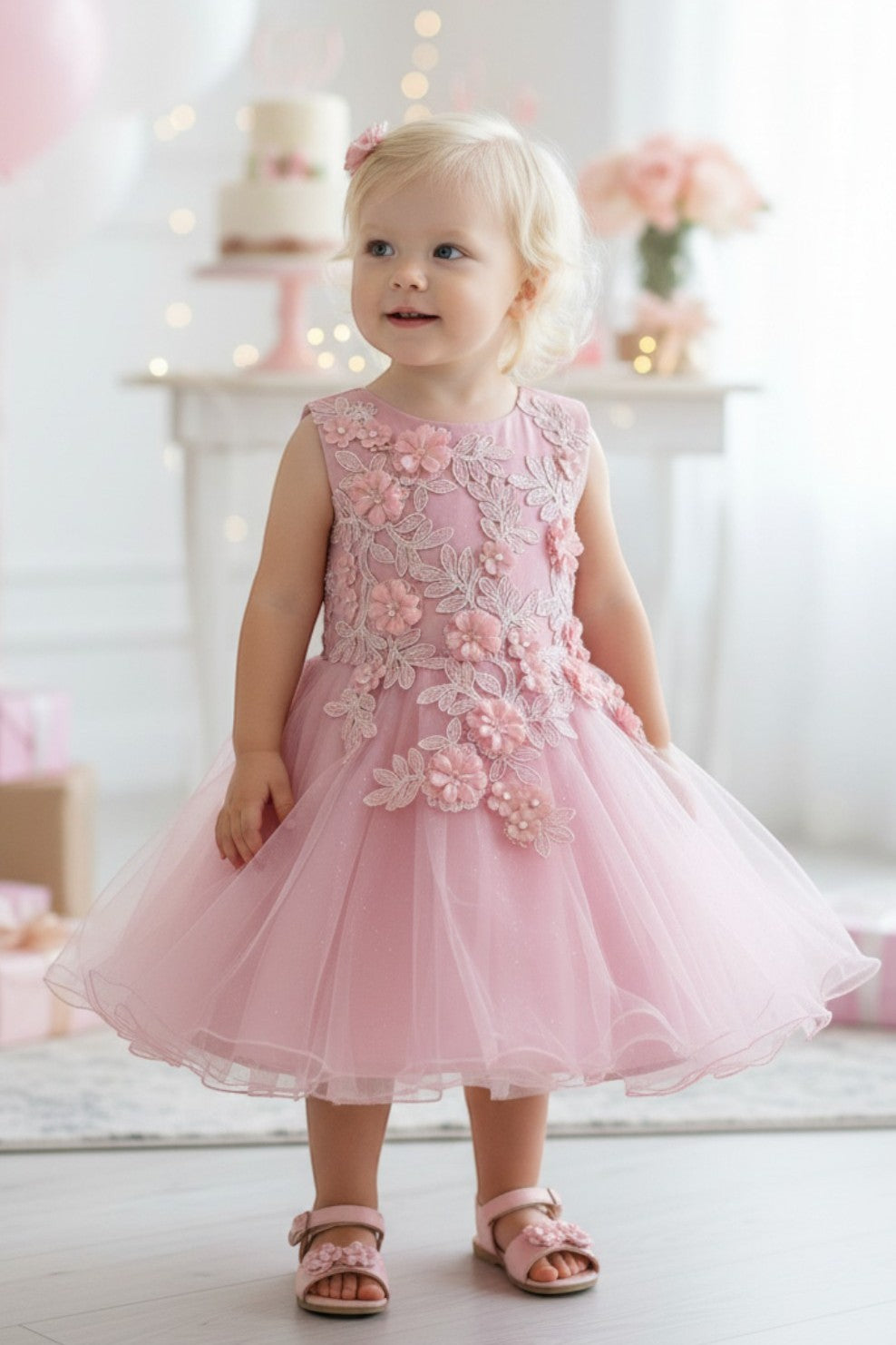 Sleeveless Baby Flower Girls Dress