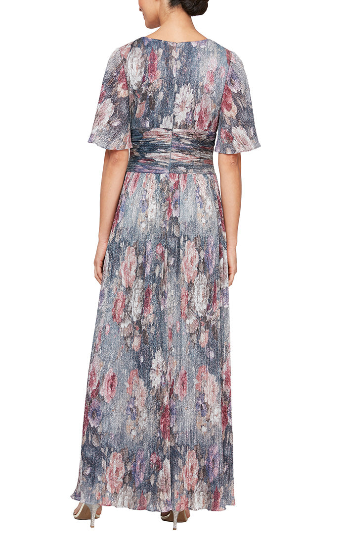 Mother of the Bride Dresses Long Mother of the Bride Printed Formal Dress Blue/Multi