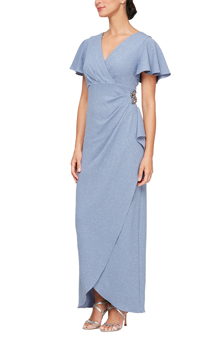 SL Fashions 9227212 Glitter Mother of the Bride Long Formal Petite Dress
