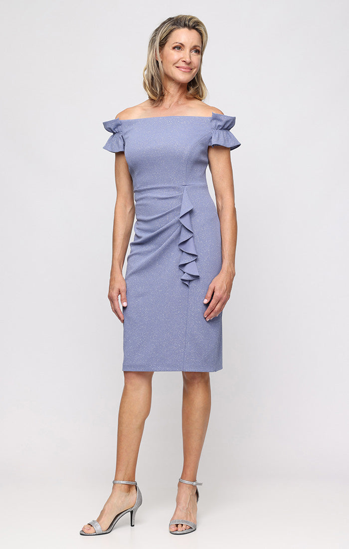 slim fit dress slacks Off-Shoulder Sheath Cocktail Dress