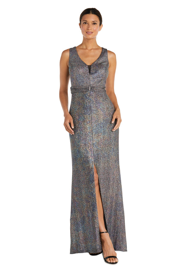 Long Metallic Dress Formal Petite R&M Richards 9128P