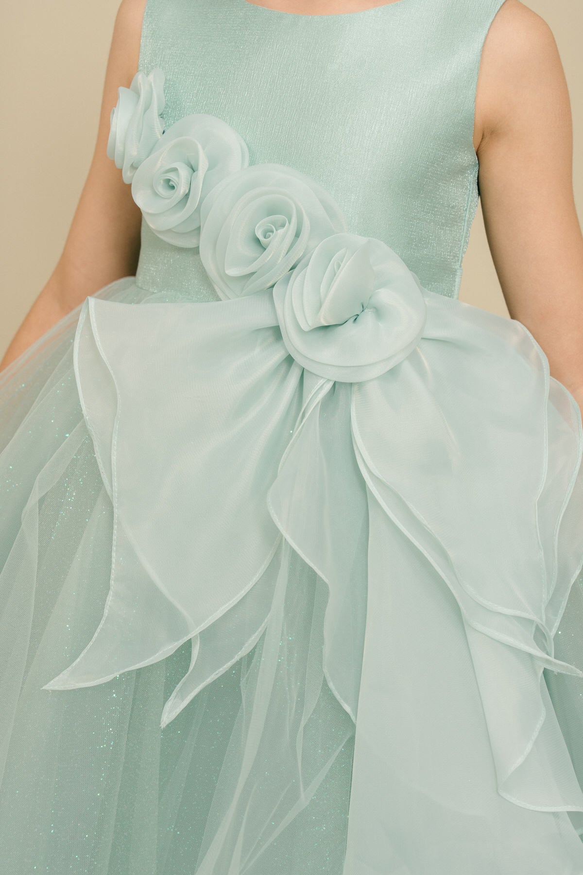 Flower Girl Dresses Formal 3D Floral Applique Short Flower Girl Dress Sage