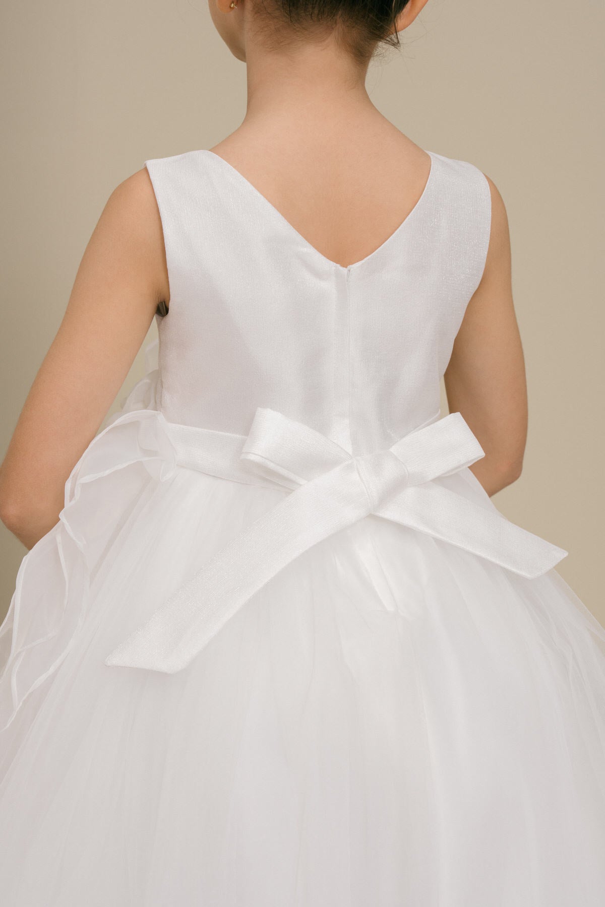 Flower Girl Dresses Formal 3D Floral Applique Short Flower Girl Dress White