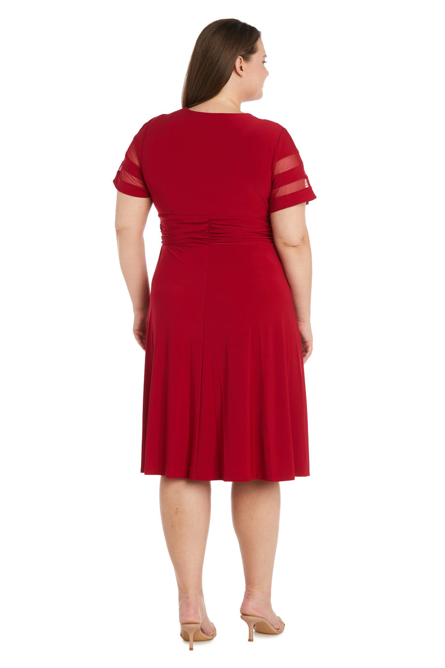 white christmas dresses Final Sale Plus Size Balloon Sleeve Ruched BodyCon Midi Dress in Metal –  Chic And Curvy main image 0